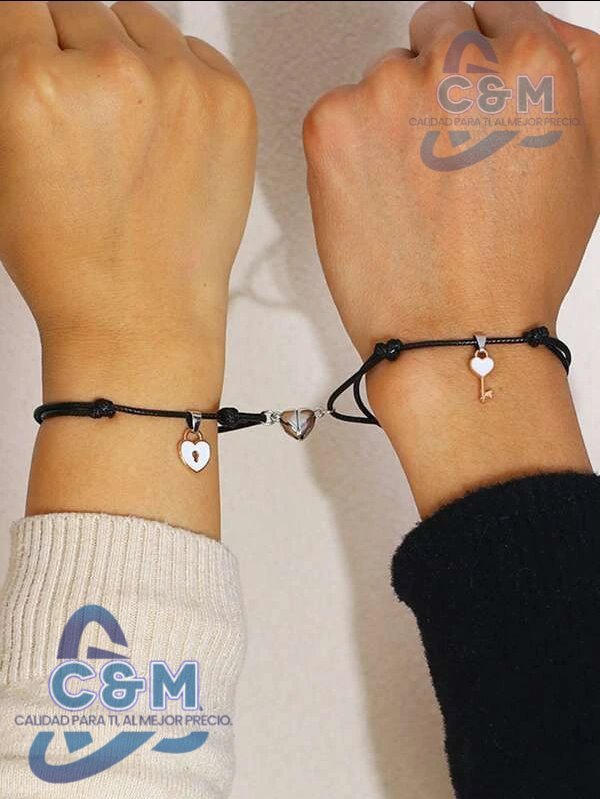 PULSERA PAREJA SENCILLA IMANTADA DE CORAZON P45